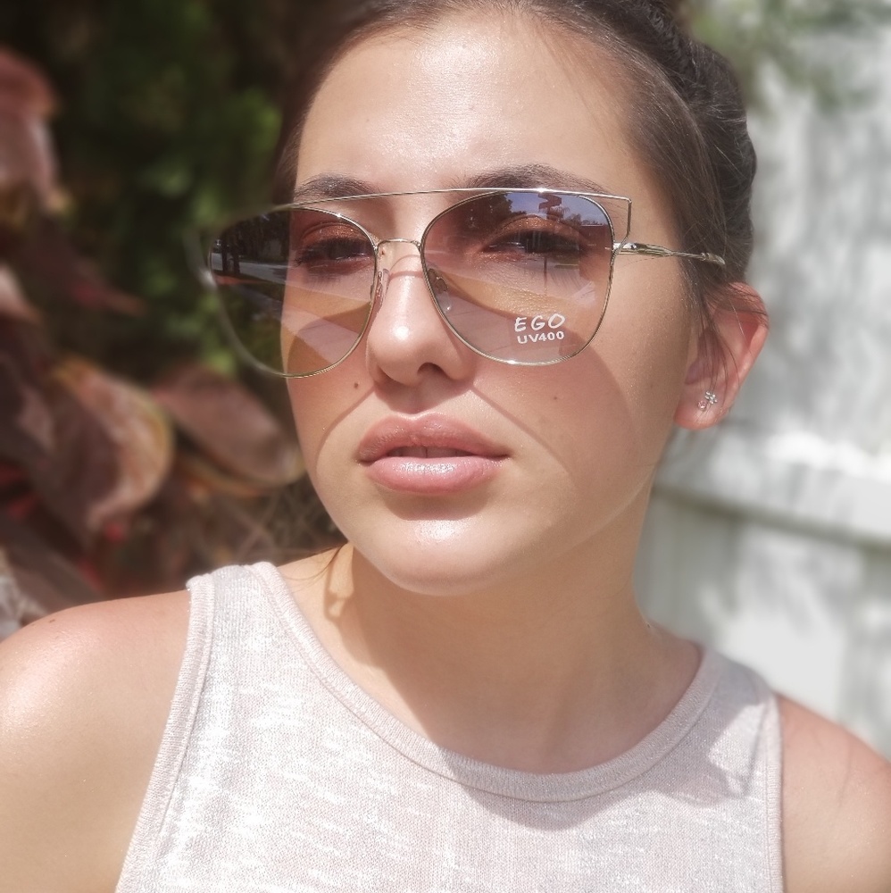 SILVER CAT-EYE MIRRORED SUNGLASSES SILVER LENS